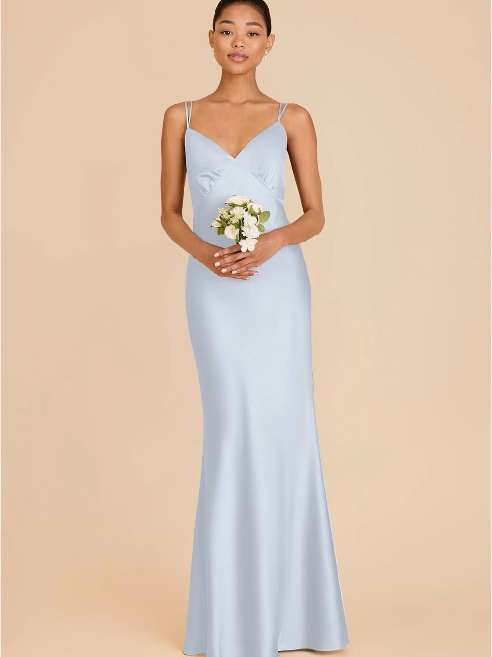 Birdy Grey Matte Satin Mist Blue Dasha Dress- Bridesmaid Maxi Dress